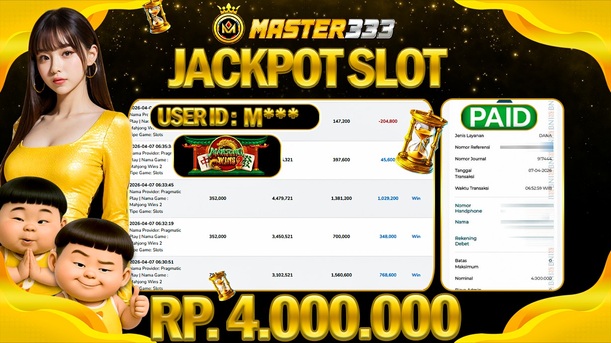 JACKPOT Rp 4.000.000 JUTA DI MASTER333 LANGSUNG DIBAYAR LUNAS